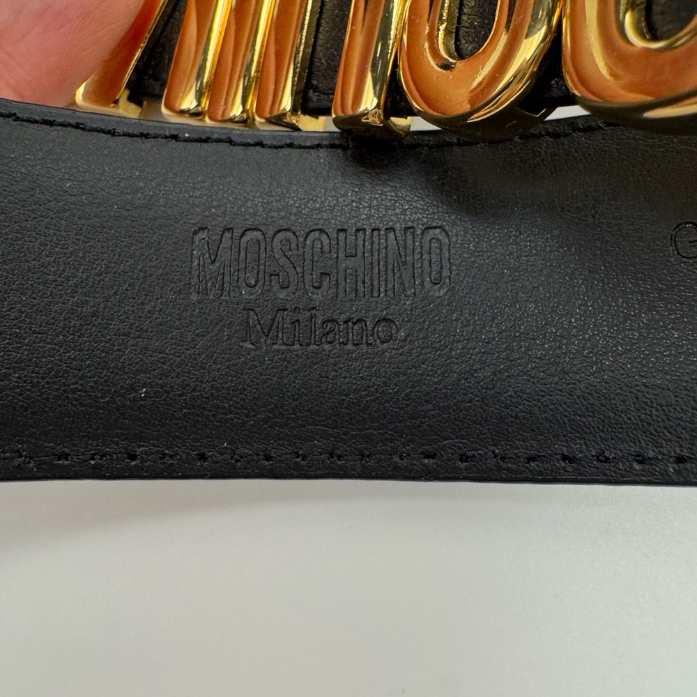 Moschino black and gold leather belt sz 85 - Picture 3 of 5
